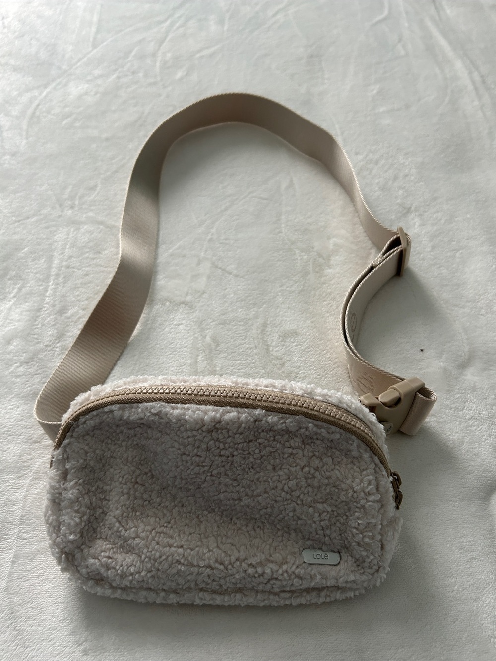 Lole Beige Sherpa Crossbody Belt Bag